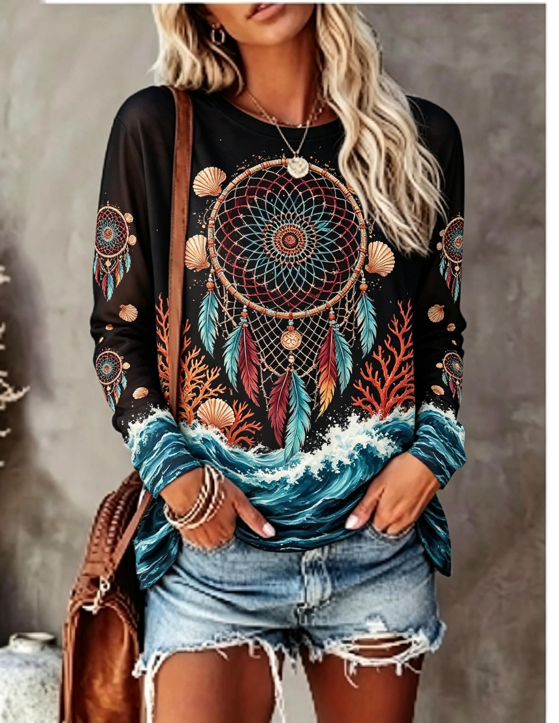 Women's Crew Neck Long Sleeve  - đánh giá và giá T-Shirts