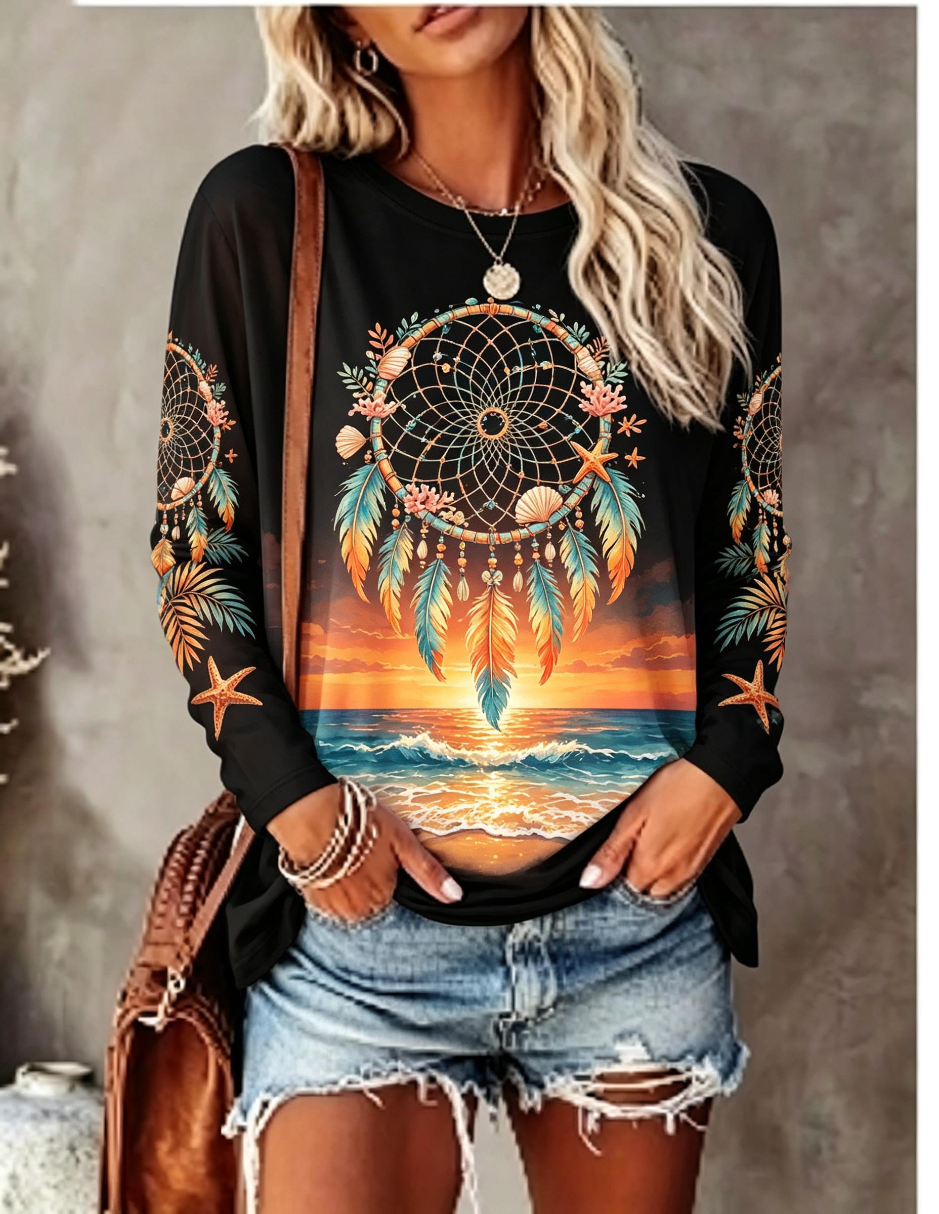 Women's Crew Neck Long Sleeve  - đánh giá và giá T-Shirts