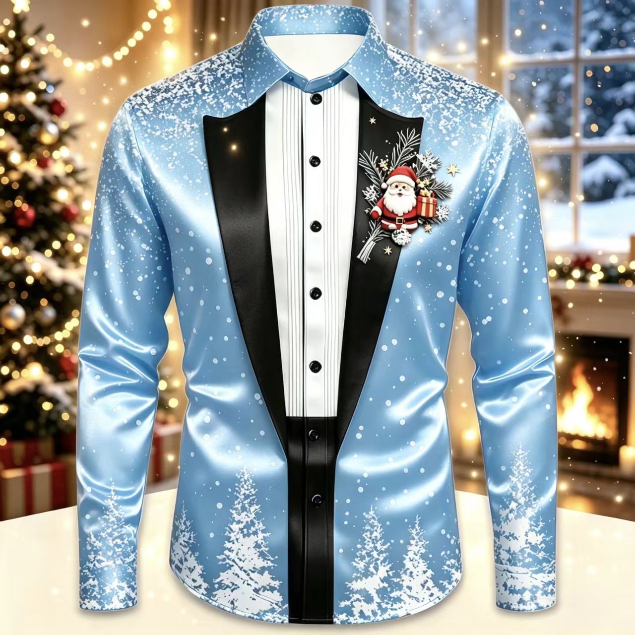 Men Christmas Satin Long Sleev - đánh giá và giá Mens Satin Silk Dress Shirt
