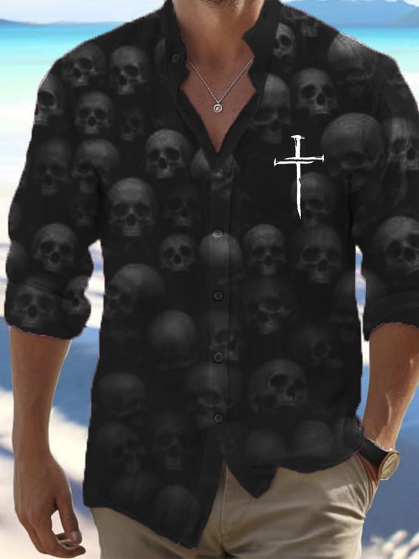 Halloween Men's Dark Skull Pri - đánh giá và giá Vintage Hawaiian Floral Shirt