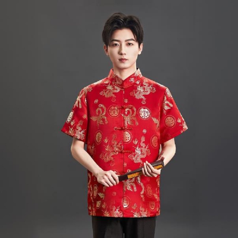 New Chinese Style Embroidery S - đánh giá và giá Mens Satin Silk Dress Shirt