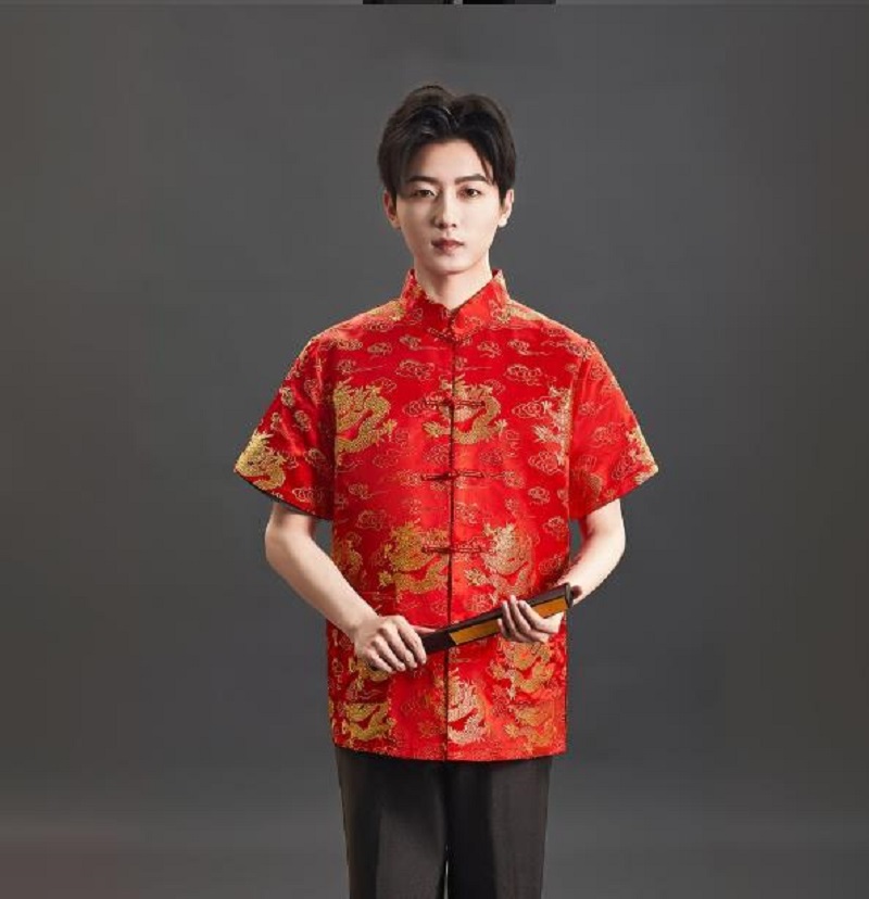 New Chinese Style Embroidery S - đánh giá và giá Mens Satin Silk Dress Shirt